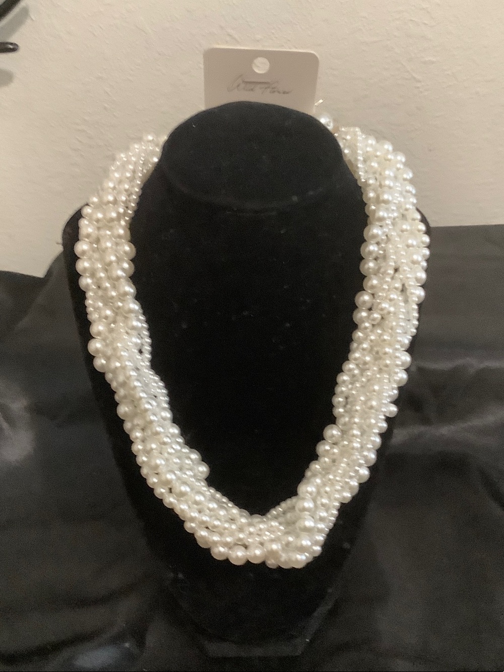 Multi-Strand White Pearl Twist Necklace -
